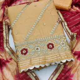 MANVAA Floral Embroidered Beads and Stones Unstitched Dress Material-image-29
