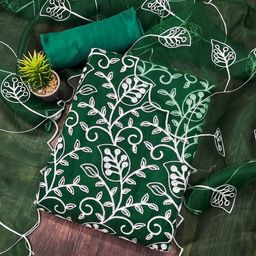 MANVAA Floral Embroidered Organza Unstitched Dress Material-picture-3