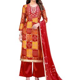 MANVAA Bandhani Printed Pure Cotton Unstitched Dress Material-image-46