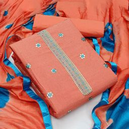 MANVAA Floral Embroidered Gotta Patti Pure Cotton Unstitched Dress Material-image-17
