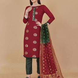 MANVAA Floral Woven Design Unstitched Dress Material-image-53