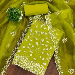 MANVAA Embellished Organza Unstitched Dress Material-image-77