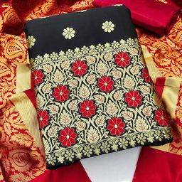 MANVAA Ethnic Motifs Woven Designed Banarasi Jacquard Unstitched Dress Material-picture-4
