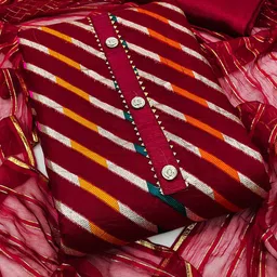 MANVAA Striped Gotta Patti Detailed Organza Unstitched Dress Material-image-62