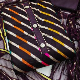 MANVAA Striped Gotta Patti Detailed Organza Unstitched Dress Material-image-96