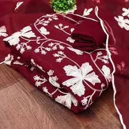MANVAA Embroidered Organza Unstitched Dress Material-image-68