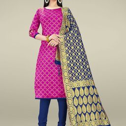 MANVAA Floral Printed Zari Unstitched Dress Material-image-56