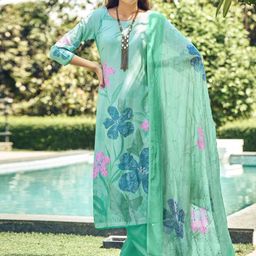 Stylee LIFESTYLE Printed Pure Silk Unstitched Dress Material-image-29