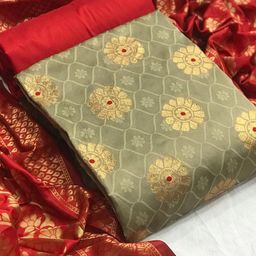 MORLY Woven Design Dupion Silk Unstitched Dress Material-image-77