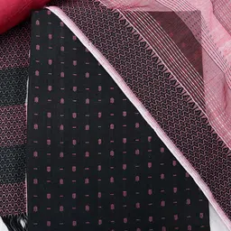 Kvsfab Women Black & Pink Unstitched Cotton Dress Material-image-15