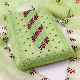 MANVAA Embroidered Organza Unstitched Dress Material-image-44