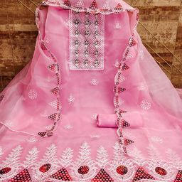 MANVAA Embroidered Organza Unstitched Dress Material-image-52