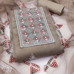 MANVAA Embroidered Organza Unstitched Dress Material-image-63