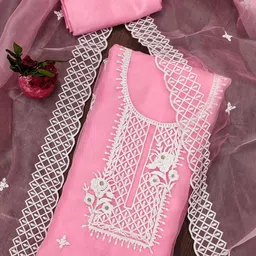 SHADOW & SAINING Embroidered Organza Unstitched Dress Material-image-68