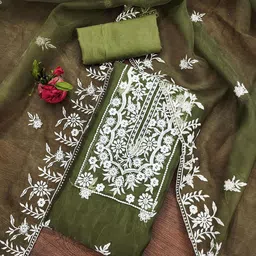 SHADOW & SAINING Embroidered Organza Unstitched Dress Material-image-78
