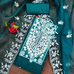 SHADOW & SAINING Embroidered Organza Unstitched Dress Material-image-76
