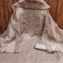 KALINI Embroidered Organza Unstitched Dress Material-image-17