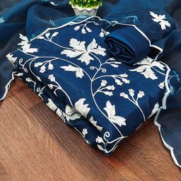 KALINI Embroidered Organza Unstitched Dress Material-image-63