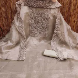 KALINI Embroidered Organza Unstitched Dress Material-image-31