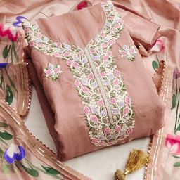 Ishin Embroidered Organza Unstitched Dress Material-image-44