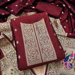 Panzora Ethnic Motifs Woven Design Unstitched Dress Material-image-39
