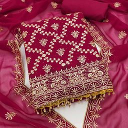 KALINI Floral Embroidered Beads and Stones Unstitched Dress Material-image-71