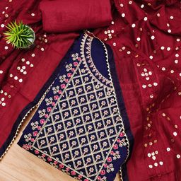 Panzora Ethnic Motifs Embroidered Unstitched Dress Material-image-63