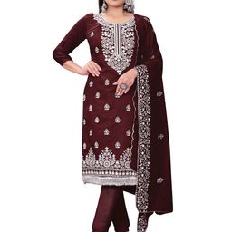 MANVAA Ethnic Motifs Embroidered Unstitched Dress Material-picture-8