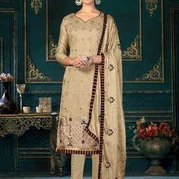 KALINI Ethnic Motifs Embroidered Sequined Unstitched Dress Material-image-89