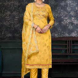 KALINI Floral Embroidered Beads and Stones Unstitched Dress Material-image-60