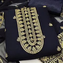 MANVAA Ethnic Motifs Embroidered Zari Unstitched Dress Material-image-27