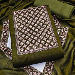 KALINI Ethnic Motifd Embroidered Zari Unstitched Dress Material-image-74