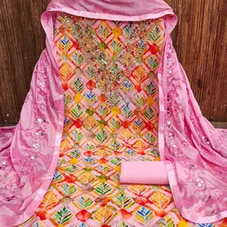 KALINI Ethnic Motifs Printed Gotta Patti Unstitched Dress Material-image-96