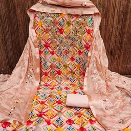 Panzora Floral Printed Sequinned Unstitched Dress Material-image-12