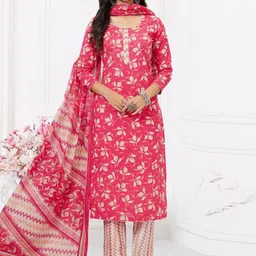 MIRAAN Floral Printed Pure Cotton Unstitched Dress Material-image-78