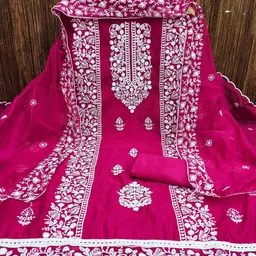 LeeliPeeri Designer Floral Embroidered Unstitched Dress Material-image-86