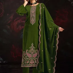 Clora Creation Embroidered Velvet Unstitched Dress Material-image-14