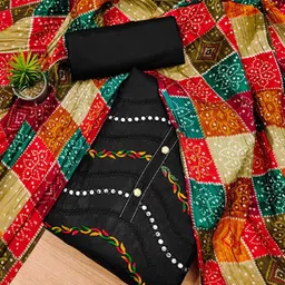 KALINI Ethnic Motifs Mirror Work Embroidered Unstitched Dress Material-picture-14