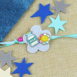 Asthetika Infant Boys Smiley Milk Bottle Thread Rakhi with Roli Chawal-75