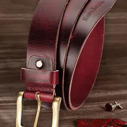 MONKS & KNIGHTS Men Red Leather Belt-image-14