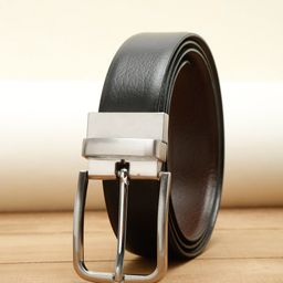 Teakwood Leathers Men Black Textured Leather Formal Belt-image-74