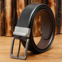 Teakwood Leathers Men Black Textured Leather Formal Belt-image-42