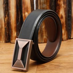 Teakwood Leathers Men Black Textured Leather Formal Belt-image-78