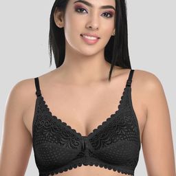 StyFun Pack Of 4 Black & Pink Floral Non Padded Bra-picture-49