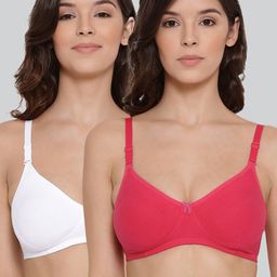 LYRA Pack Of 2 Combed Cotton Wirefree Secret Support Bra with Detachable Strap-image-36