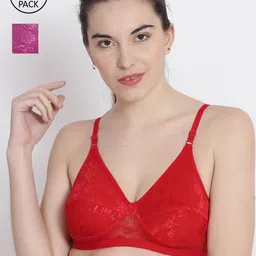 ABELINO Pack Of 2 Red & Pink Floral Bras PRIYA2PCMAR-RED-picture-39