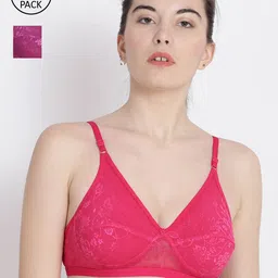 ABELINO Pack of 2 Pink & Purple Non-Wired Non Padded Full Coverage Bras-image-42