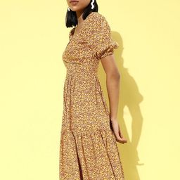 Sera Sweetheart Neck Abstract Printed Fit and Flare Dress-image-16