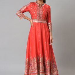 WISHFUL Red Ethnic Motifs Print Ethnic Maxi Dress-image-56