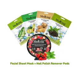 MasKing Set of Nail Polish Remover Pads - 30 Pads & 4 Facial Sheet Mask 20 g Each-picture-43